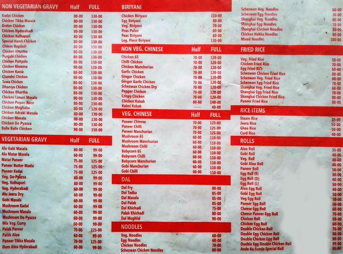 menu