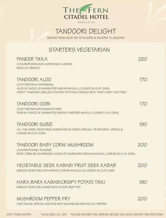 menu
