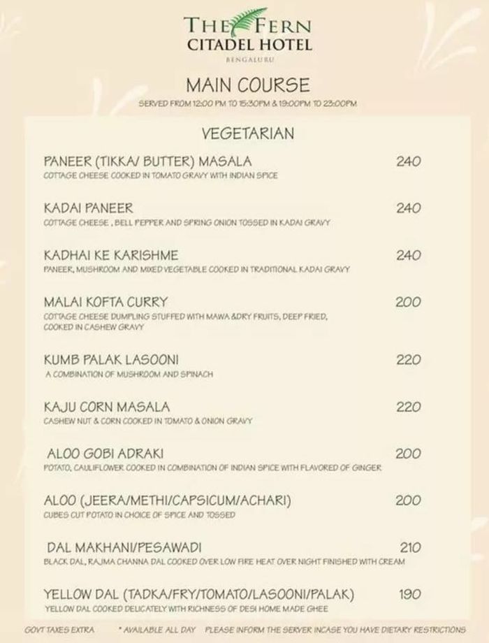 menu