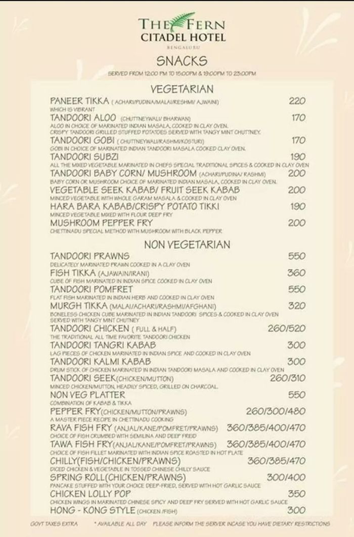menu