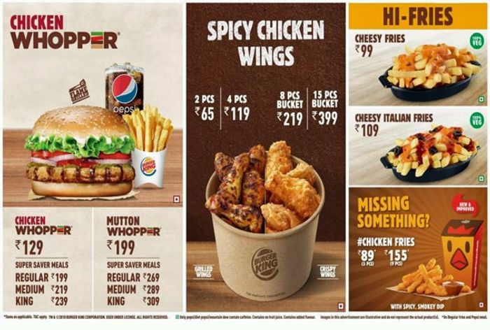 Burger King Menu and Price List for Indiranagar, Bengaluru | nearbuy.com