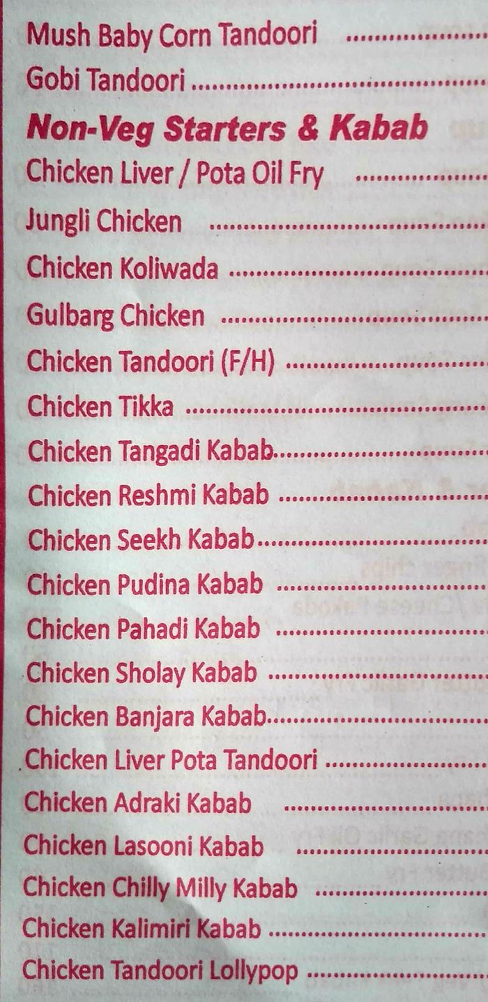 TUNGA RESTAURANT VEG & NON VEG Menu And Price List For Andheri East ...