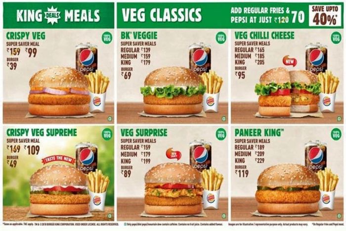 Burger King Menu and Price List for Indiranagar, Bengaluru | nearbuy.com