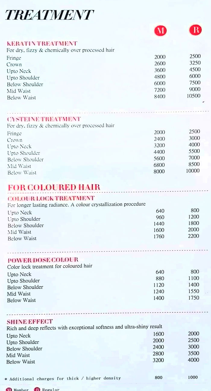 Kapils Salon Menu and Price List for Borivali West, Mumbai