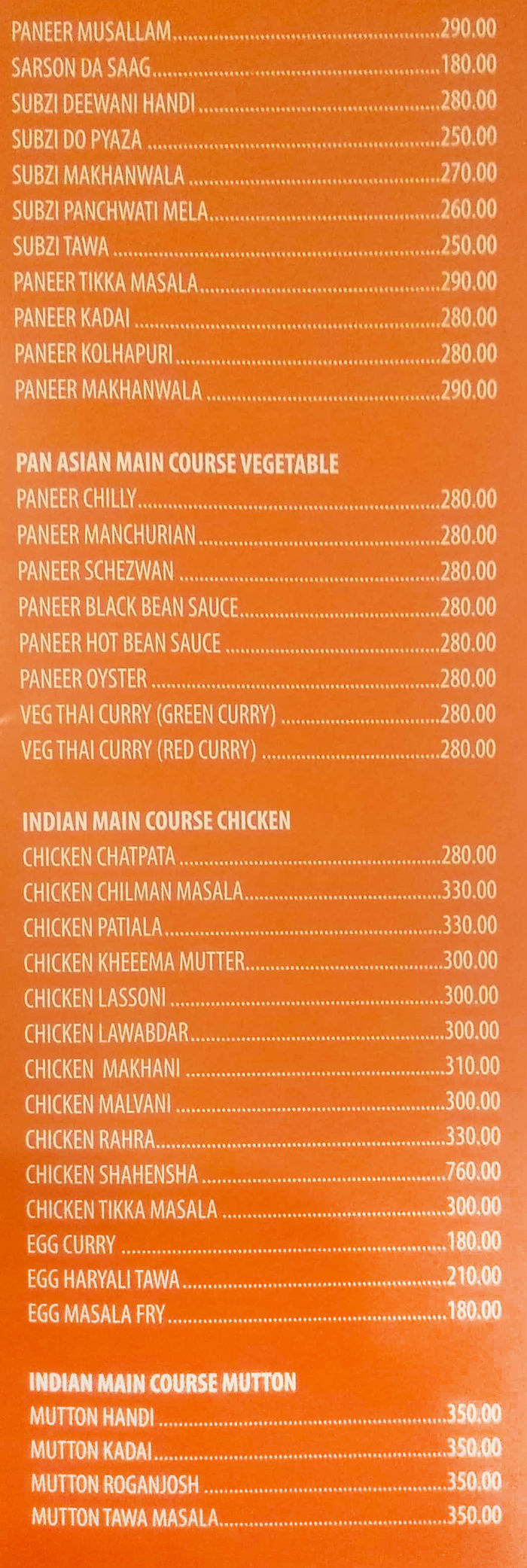 menu