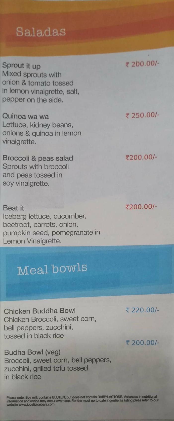 menu