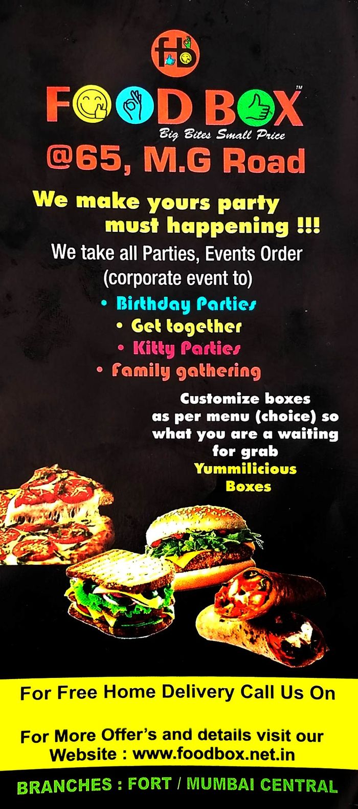 Food Box Menu And Price List For Fort Mumbai