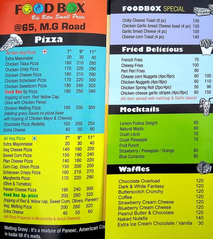 Food Box Menu And Price List For Fort Mumbai