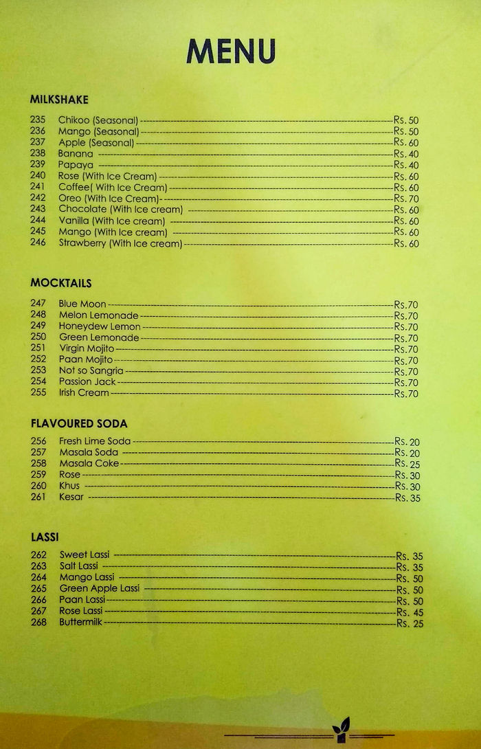 menu