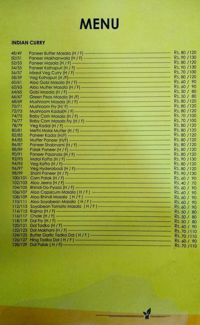 menu