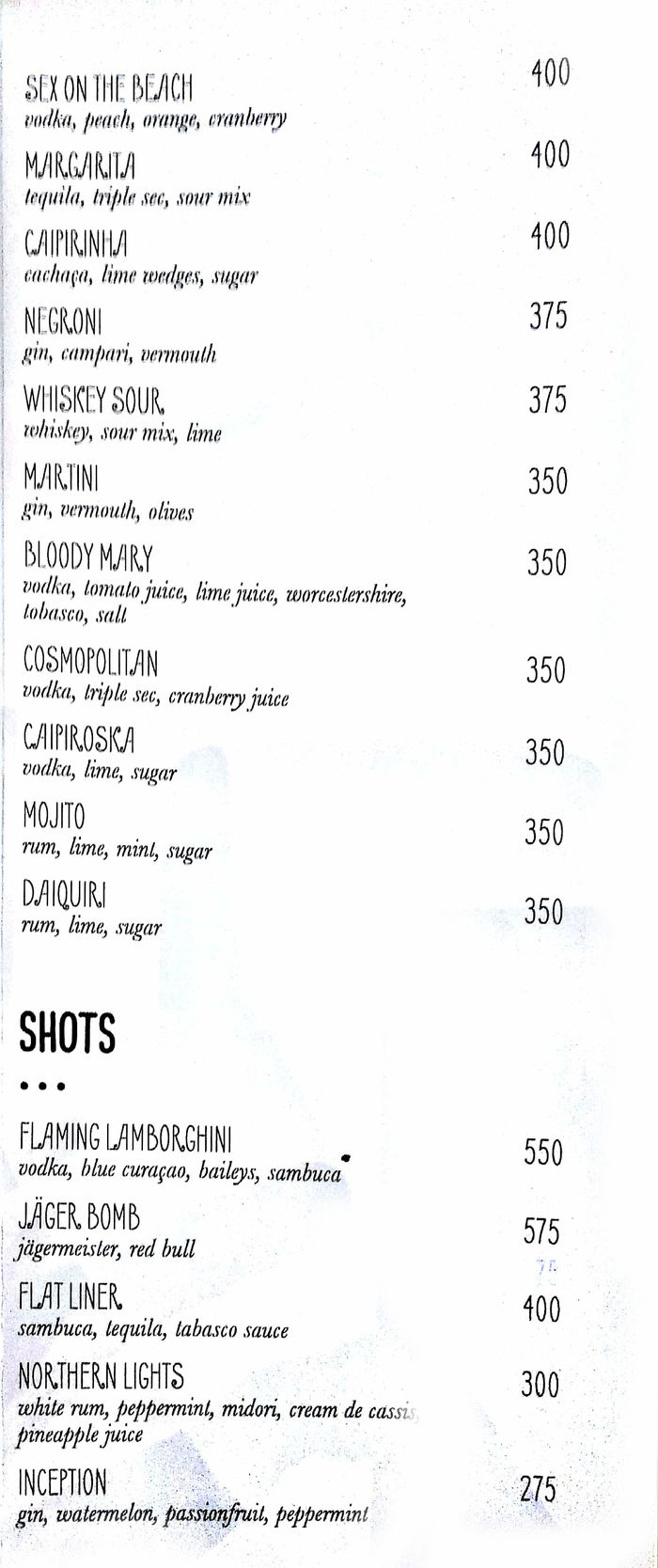 menu