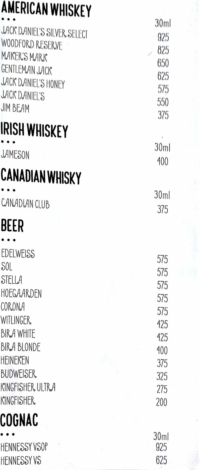 menu