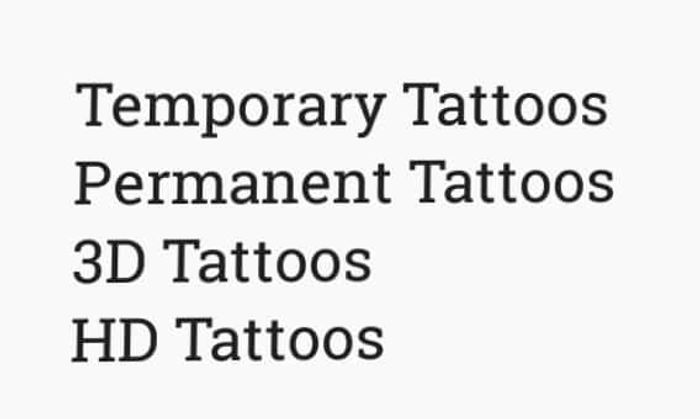 B-Square Tattoo Studio Menu and Price List for Malad West, Mumbai |  