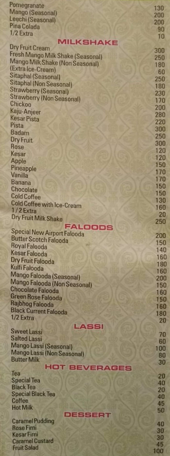 New Airport Restaurant Menu and Price List for Andheri East, Mumbai ...