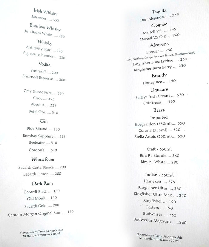 menu