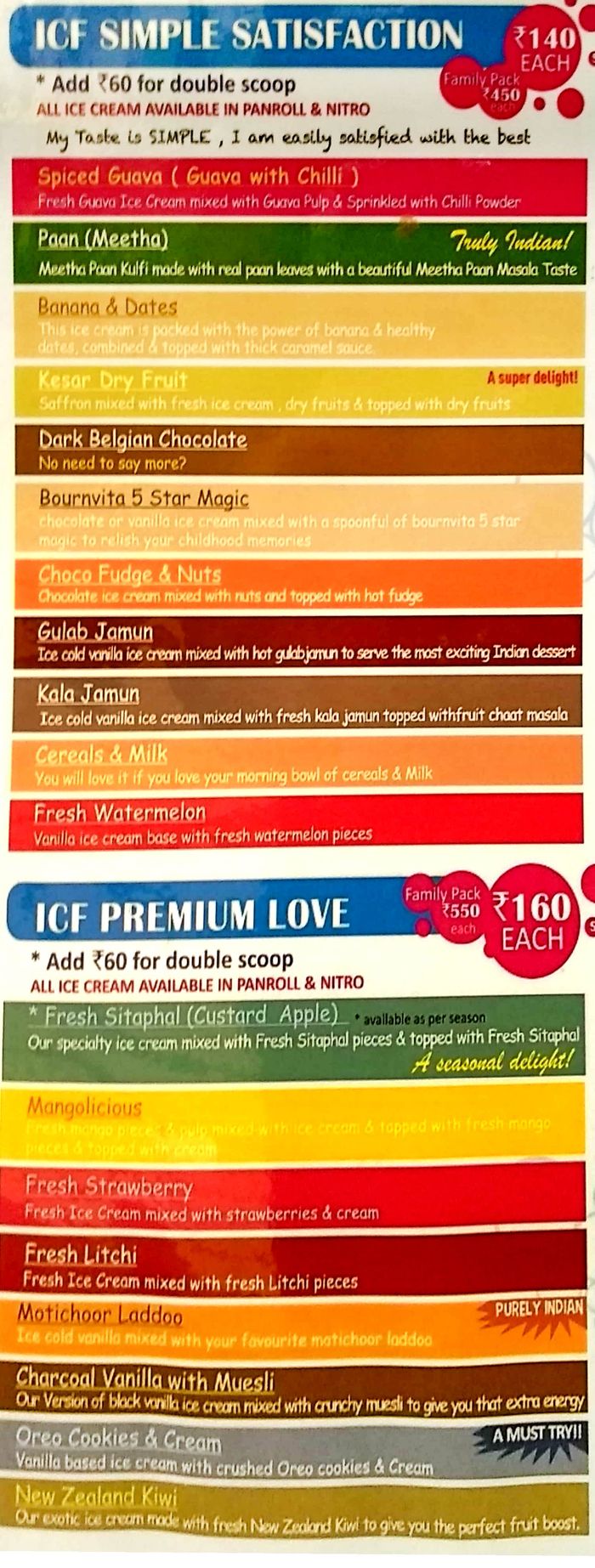 Ice Cream Factory Menu and Price List for Mulund West, Mumbai