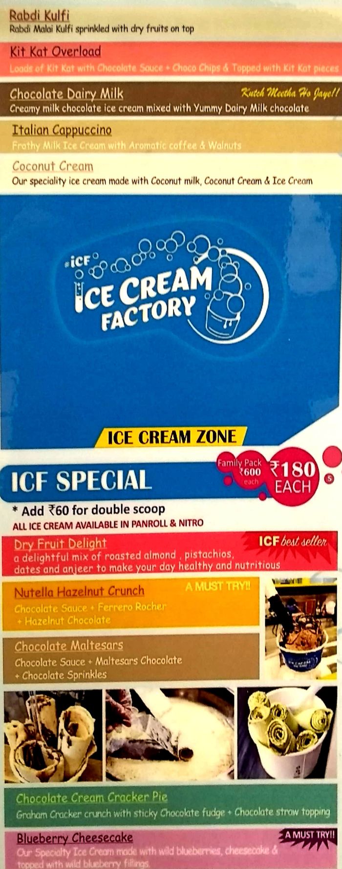 Ice Cream Factory Menu and Price List for Mulund West, Mumbai