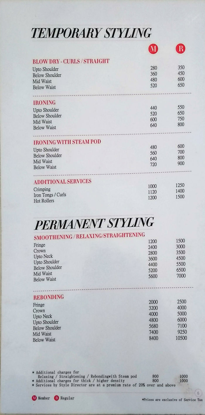 Kapil's Salon Menu and Price List for Borivali West, Mumbai 