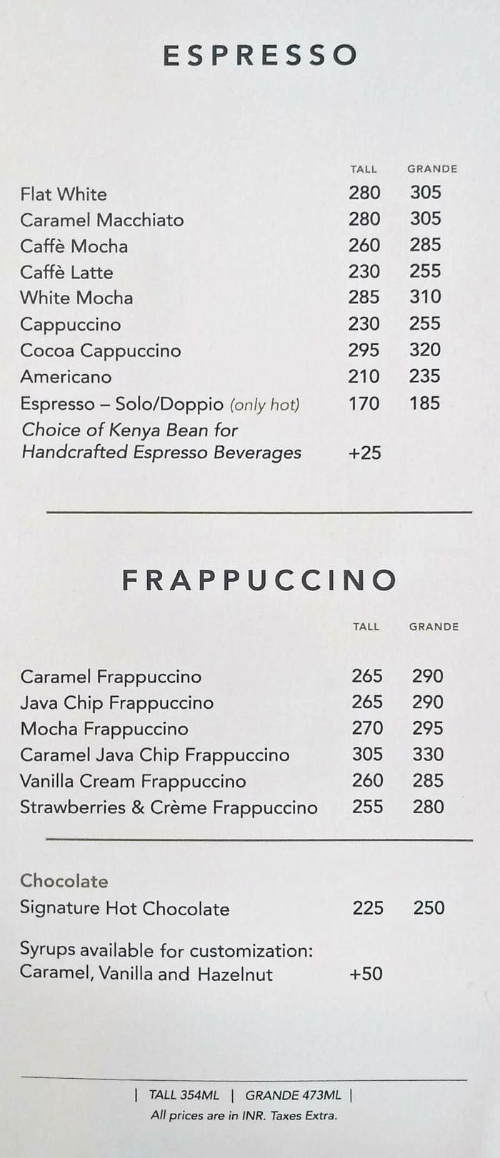 menu