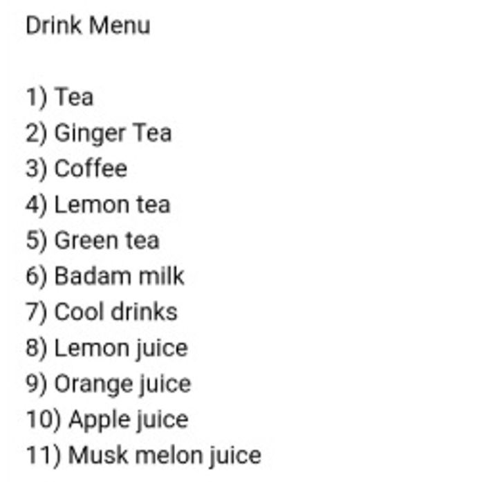 menu