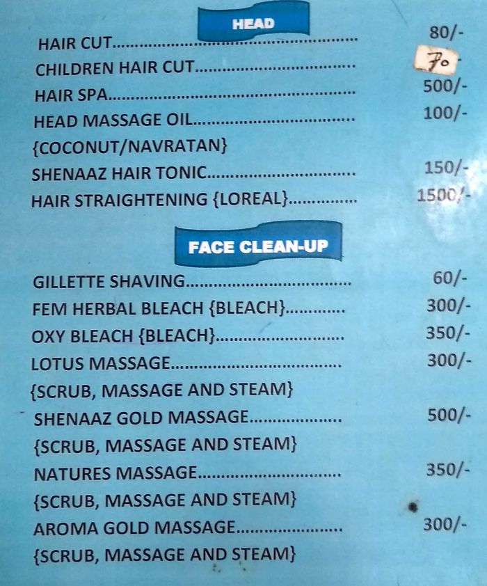 BALAJI NX SALON Menu and Price List for Goregaon West, Mumbai 