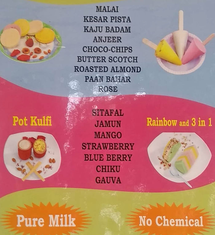 Madhavi Ice Cream & Falooda Center Menu and Price List for Kandivali