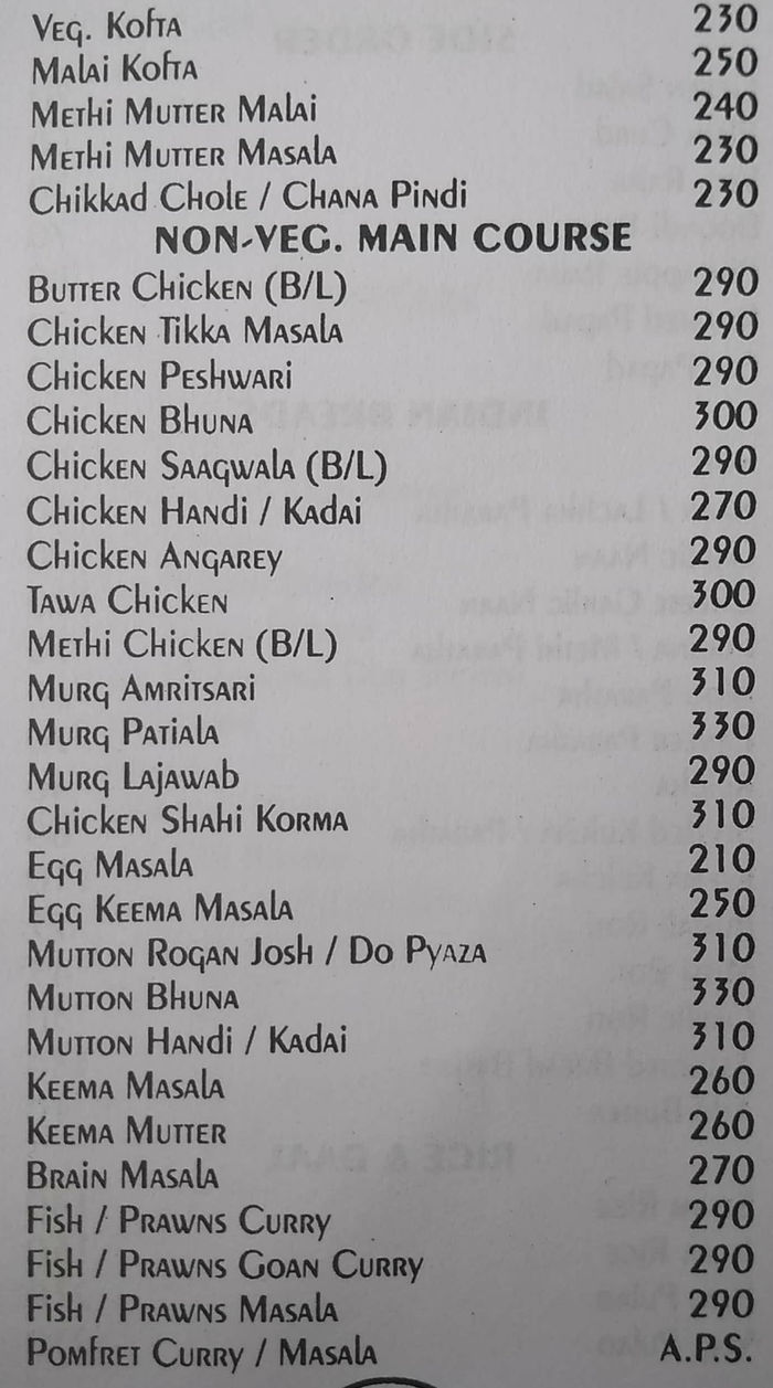 menu
