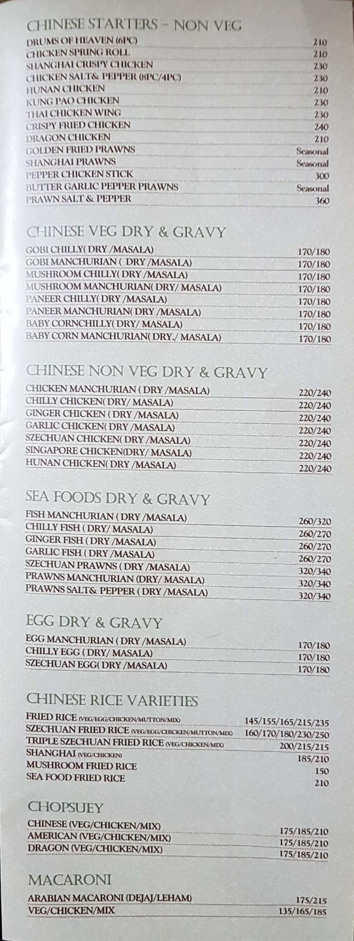 menu
