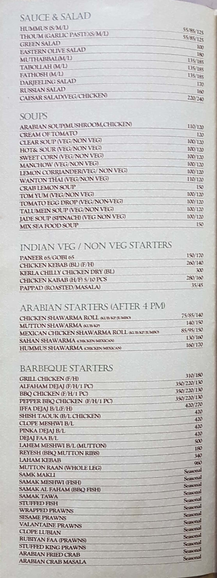 menu