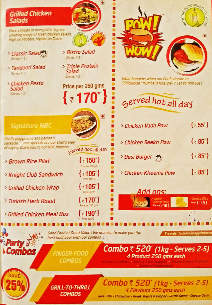 Nothing But Chicken Menu And Price List For Andheri East, Mumbai ...