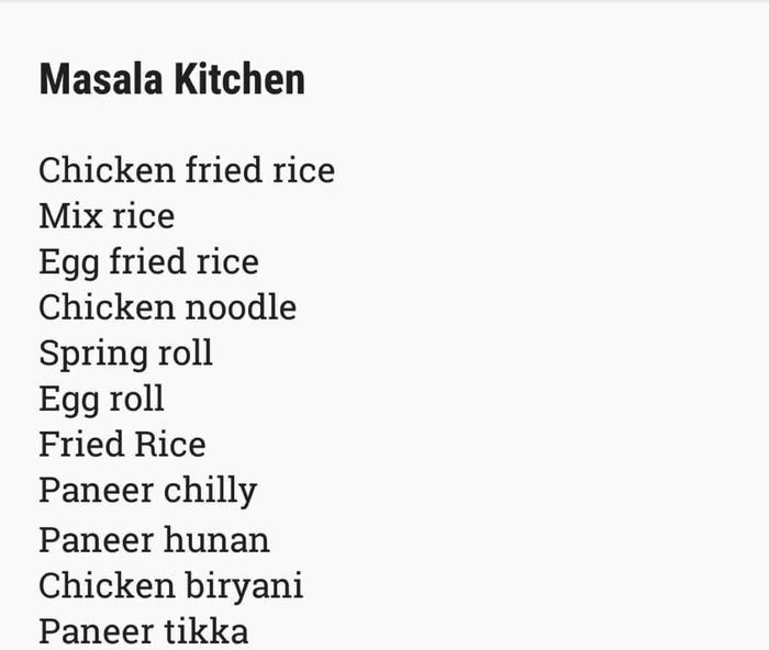 Masala Wok Menu and Price List for Goregaon West, Mumbai