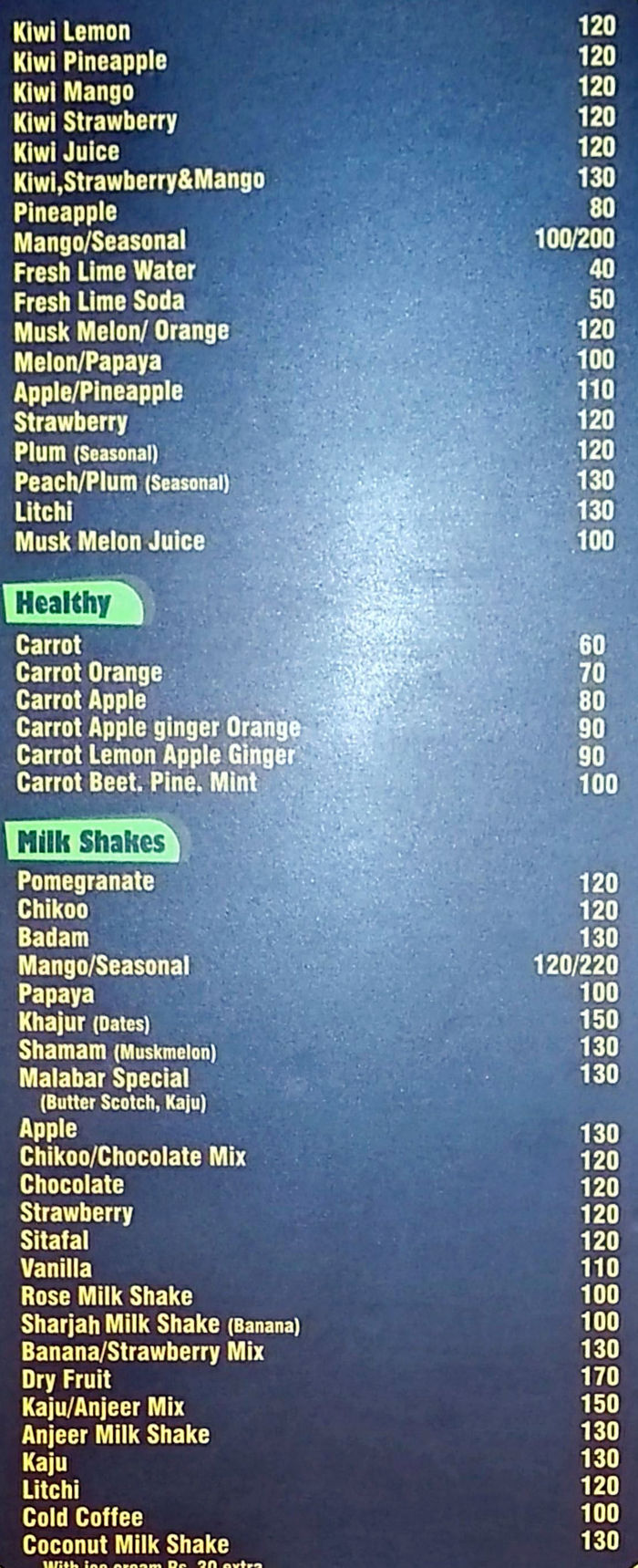 menu