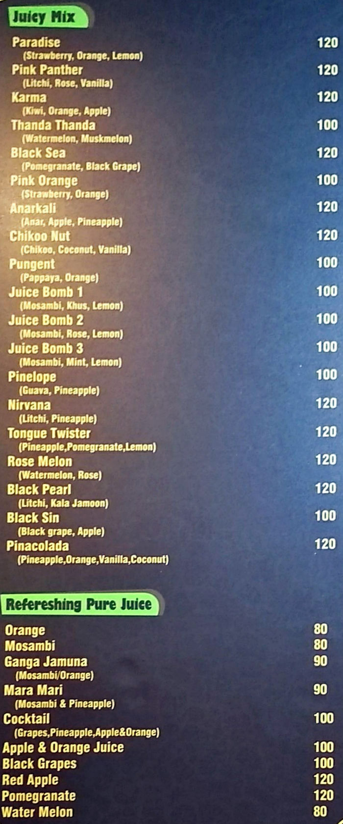 menu