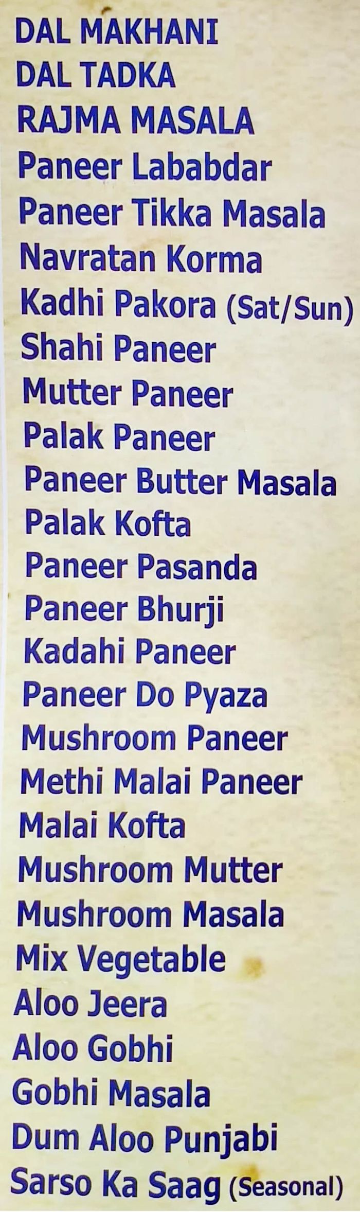 menu