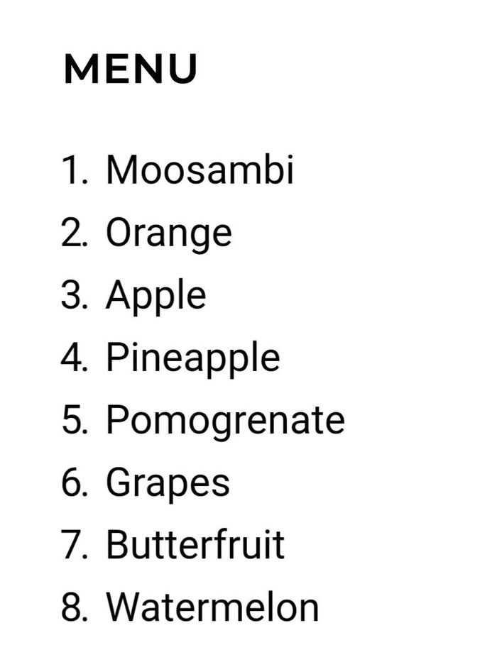 menu