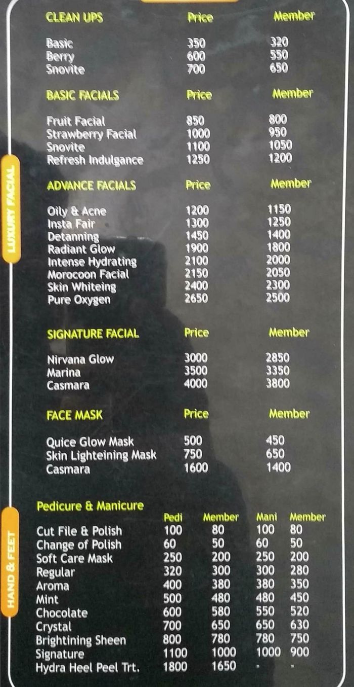 Nirvana Salon And Spa Menu and Price List for Doddathoguru, Bengaluru |  