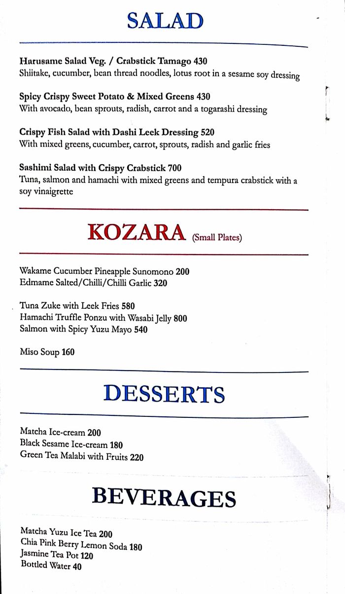 menu