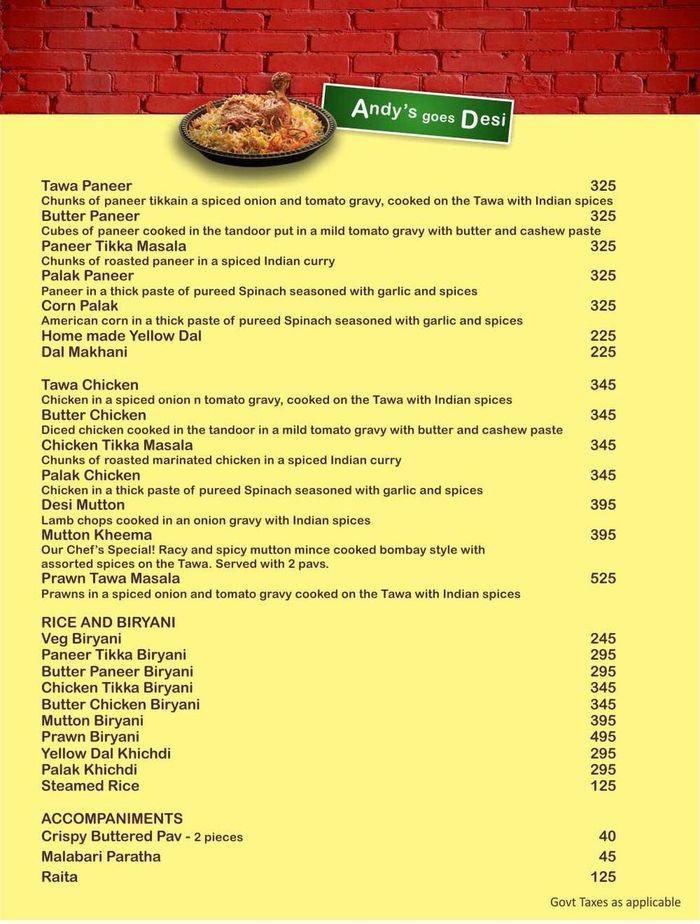 menu