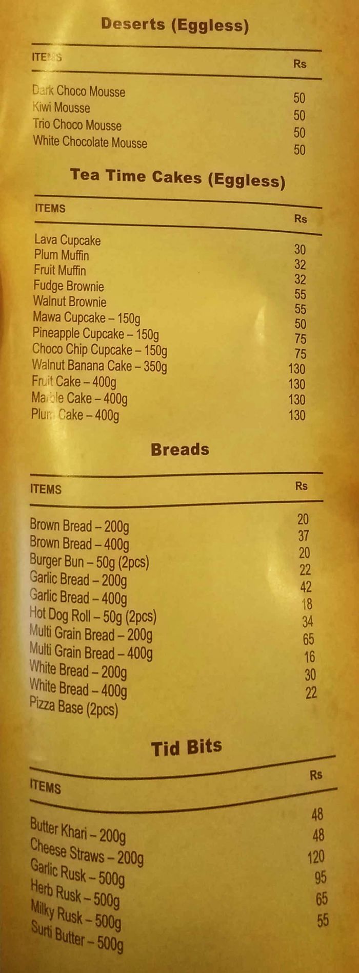 Ribbons & Balloons Menu and Price List for Mulund West, Mumbai