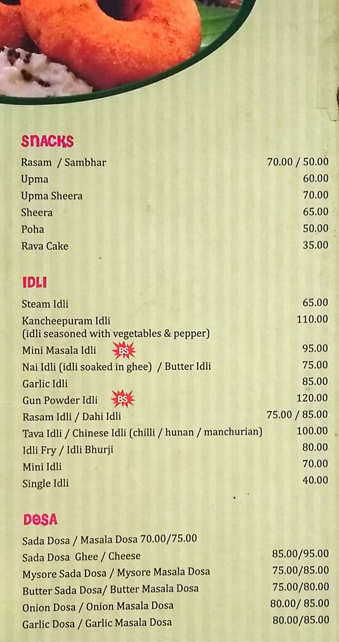 menu