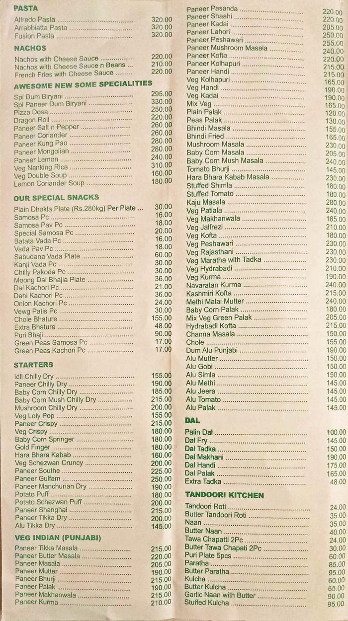 menu