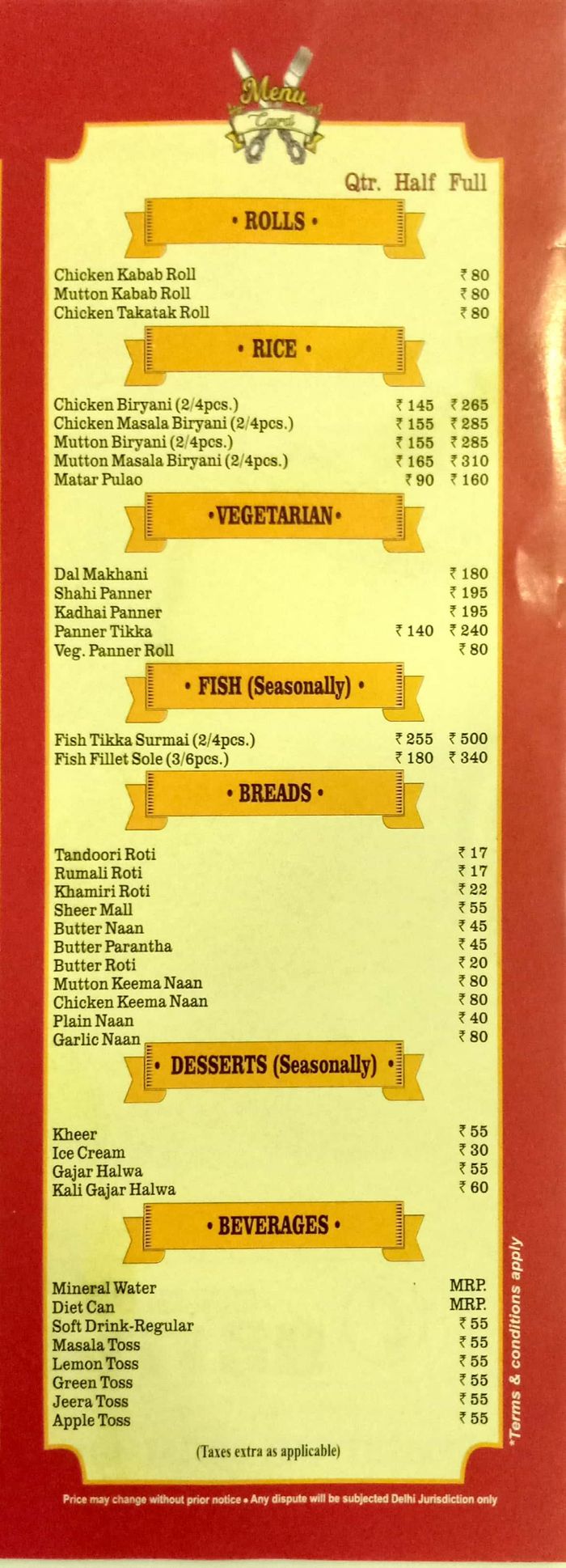 menu