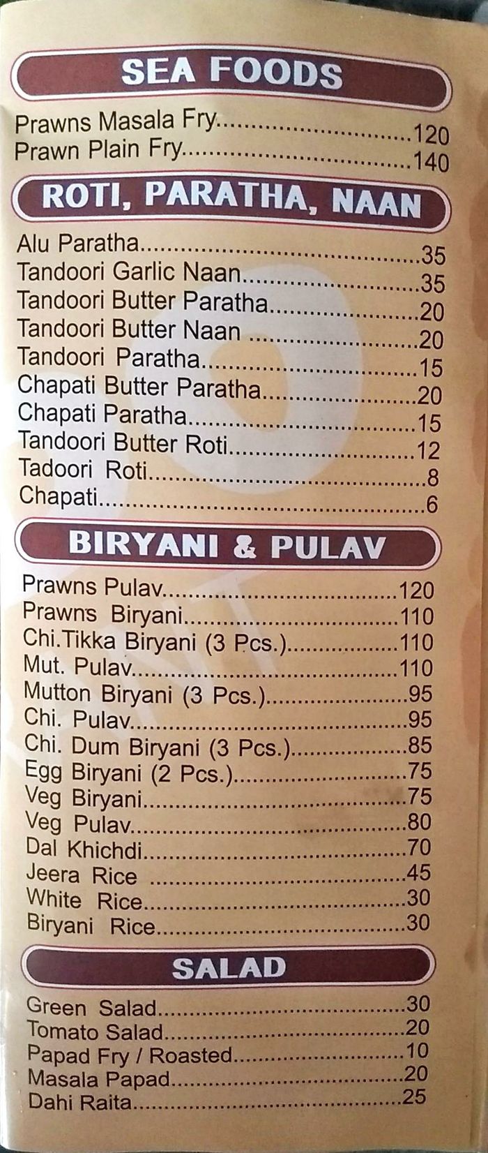 menu