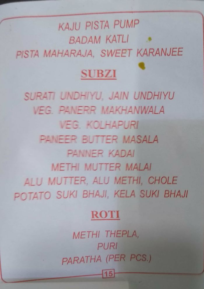 Tip Top Menu and Price List for Ghatkopar East, Mumbai