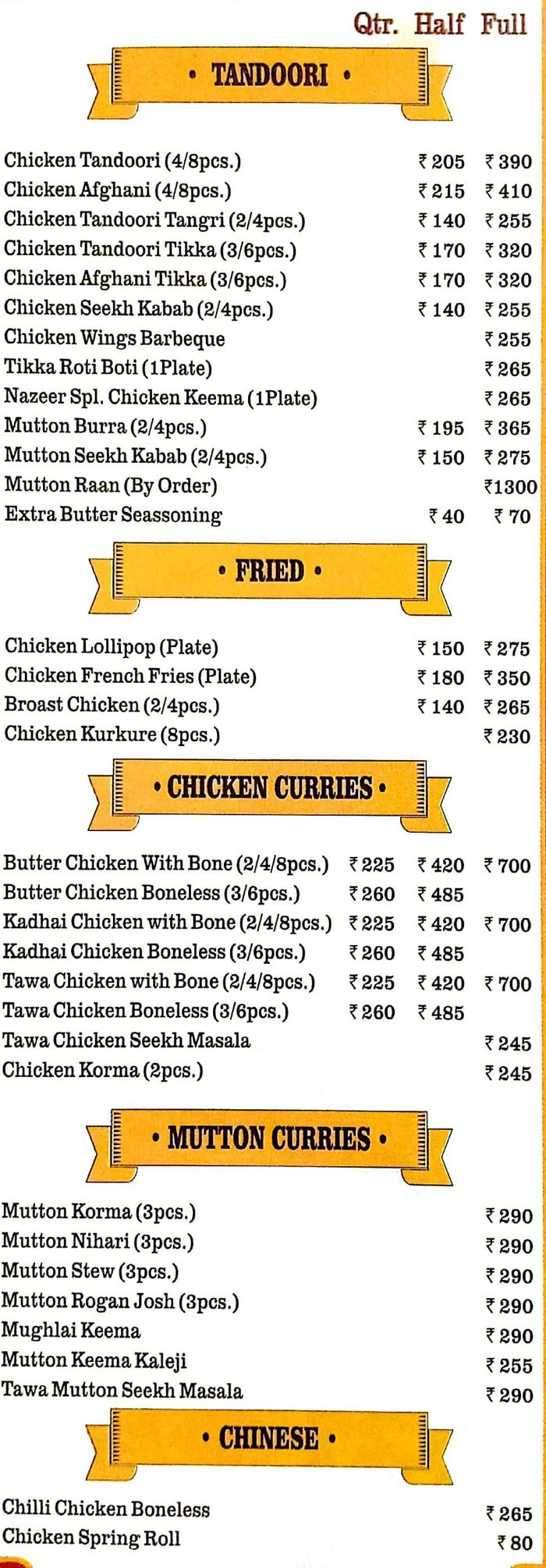 menu