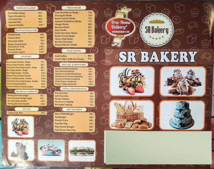 S R BAKERY Menu and Price List for Indirapuram, Ghaziabad