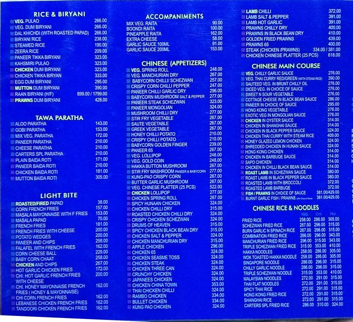 menu