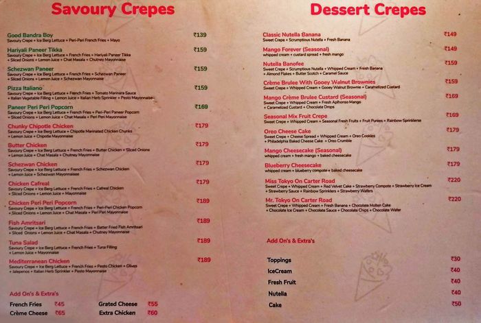 menu