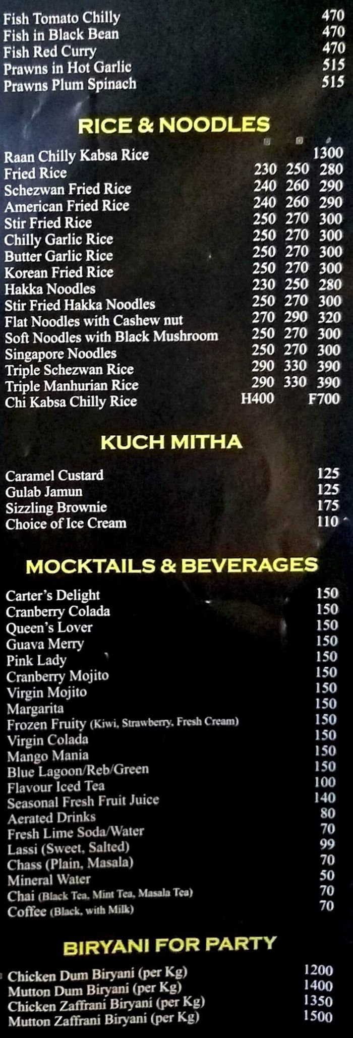 menu