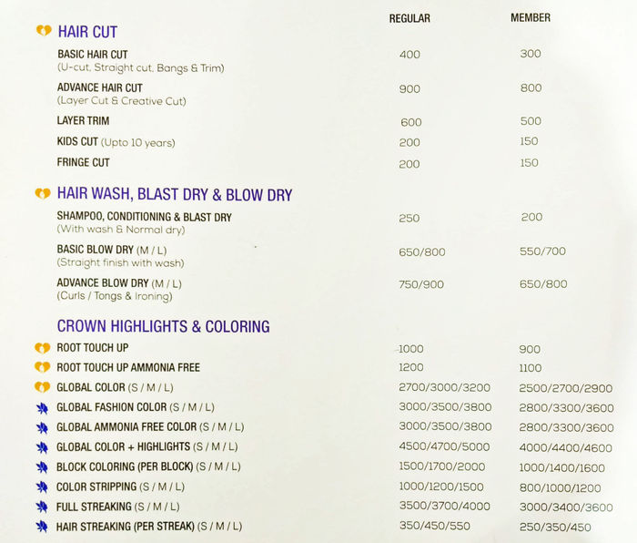 naturals salon price list for hair straightening,